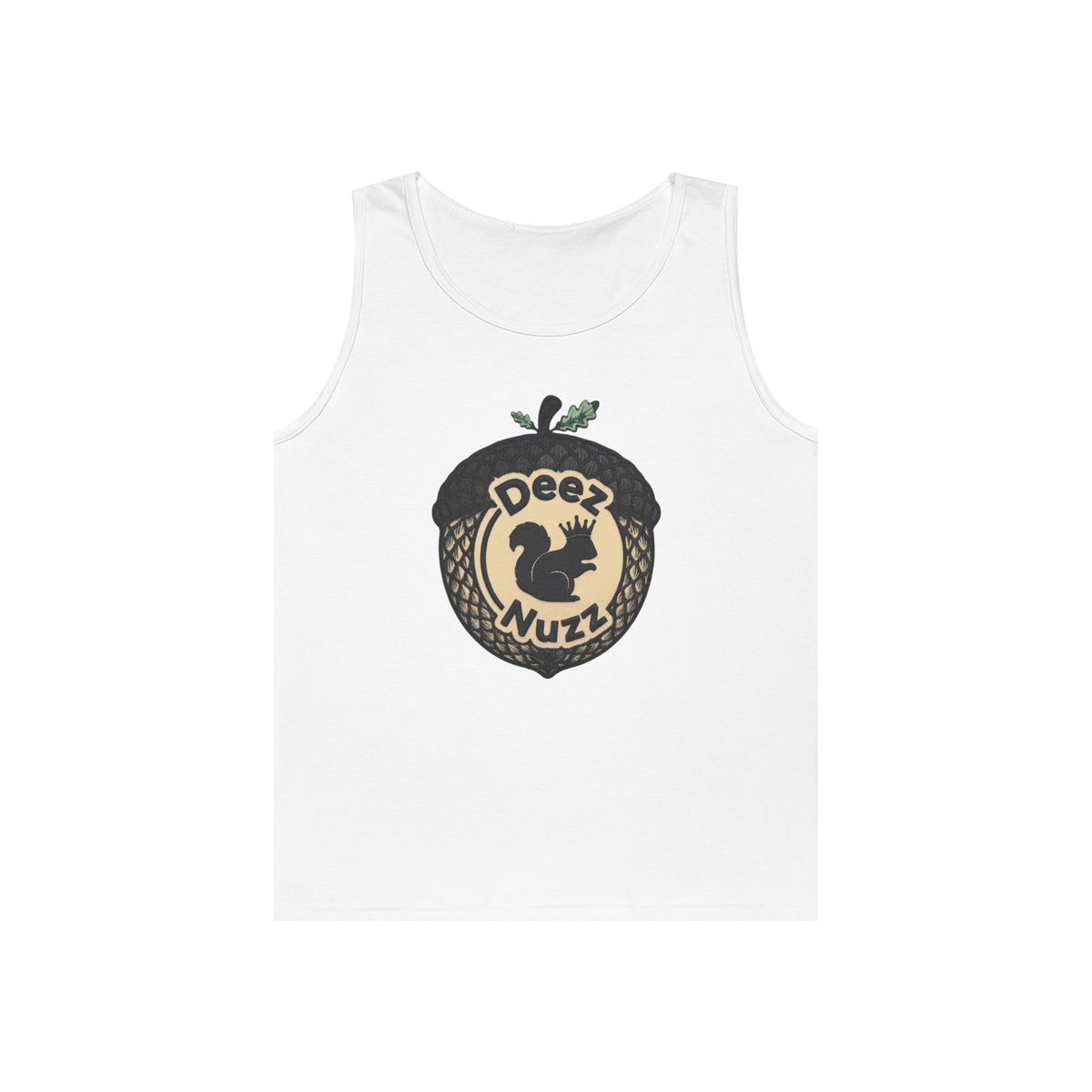 ‘Deez Nuzz’  Vintage Black/Tan Crest Funny Graphic Tank Top