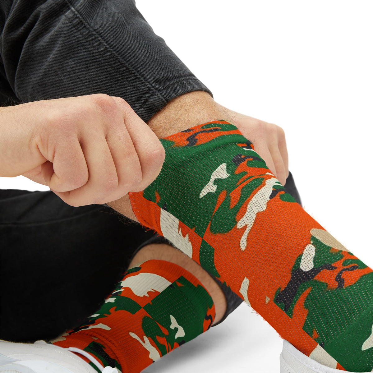 Rattle Dazzle Camo Sublimation Socks — Bold Camouflage Athletic Crew Socks