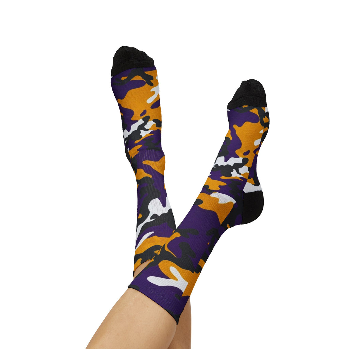 Copy of Captain Camotoez, Red Orange Camo Bay Drip Sublimation Socks — Bold Camouflage Athletic Crew Socks