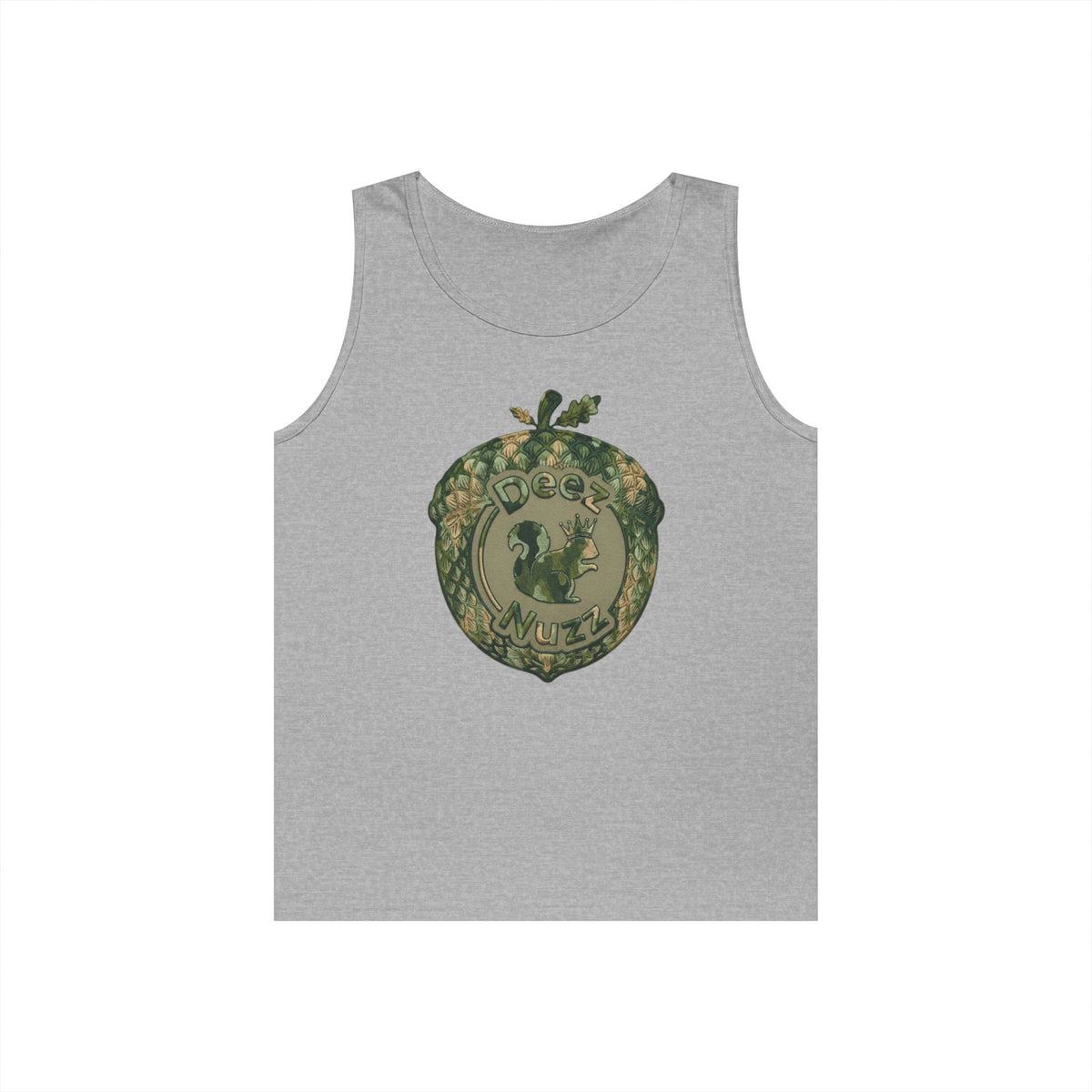 ‘Deez Nuzz’  Vintage Green Crest Funny Graphic Tank Top