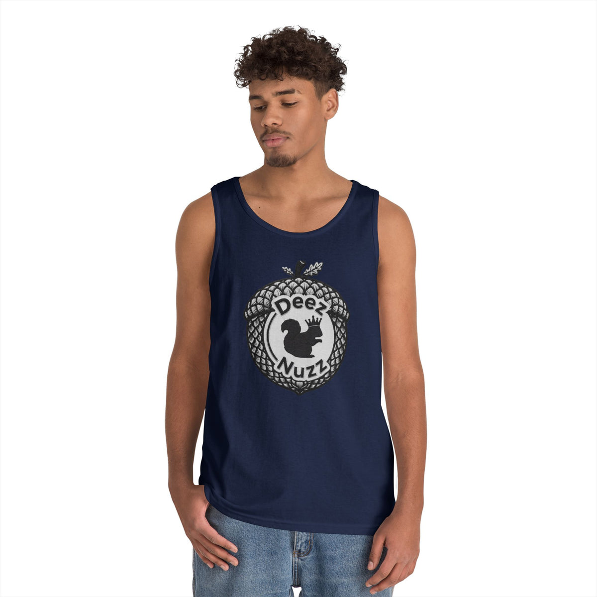 ‘Deez Nuzz’  Vintage Black/Grey Crest Funny Graphic Tank Top
