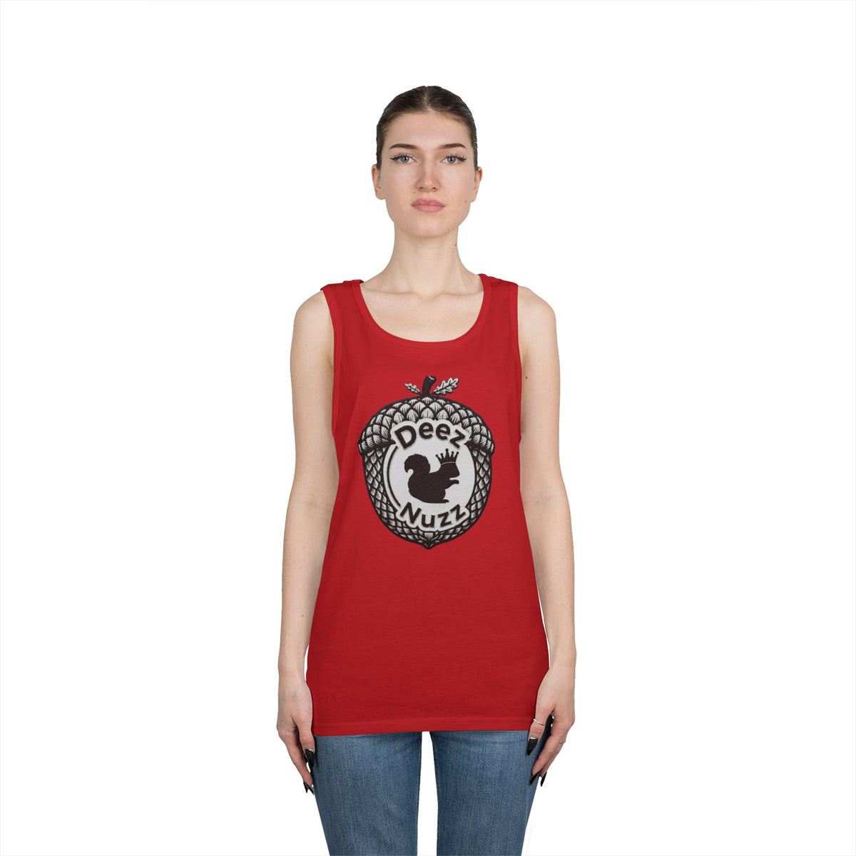 ‘Deez Nuzz’  Vintage Black/Grey Crest Funny Graphic Tank Top