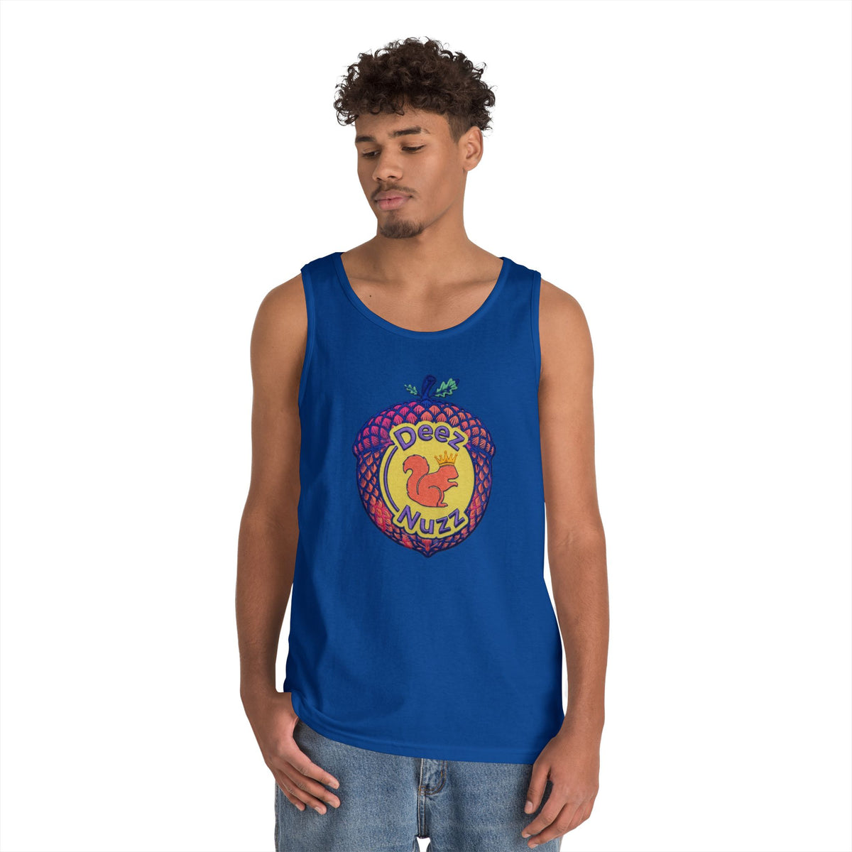 'Deez Nuzz' Pink Acorn Funny Squirrel Graphic Tank Top