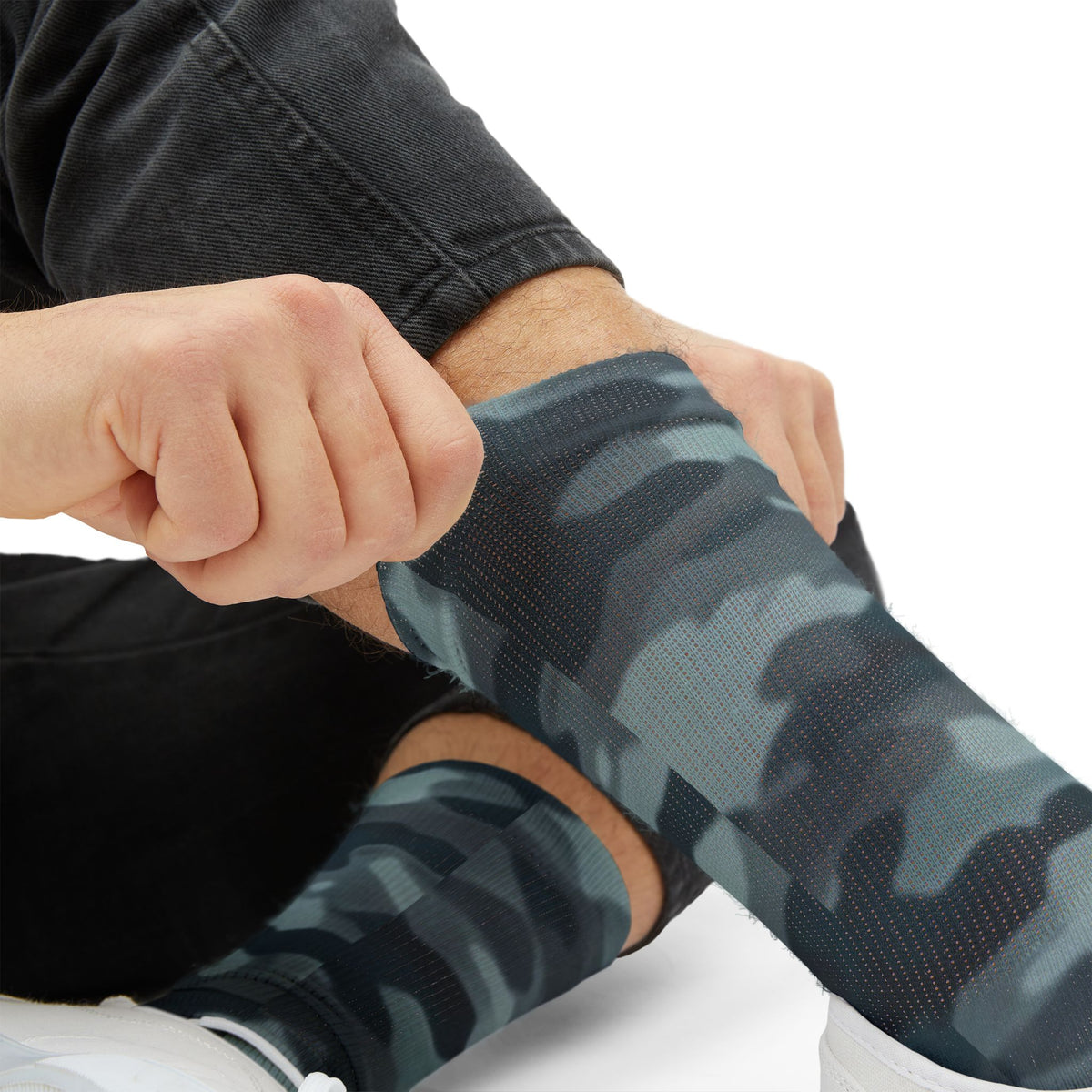 Shadowy Slate and Digital Navy Blue  Crew Socks by Camotoez The Blue Monster Protocol