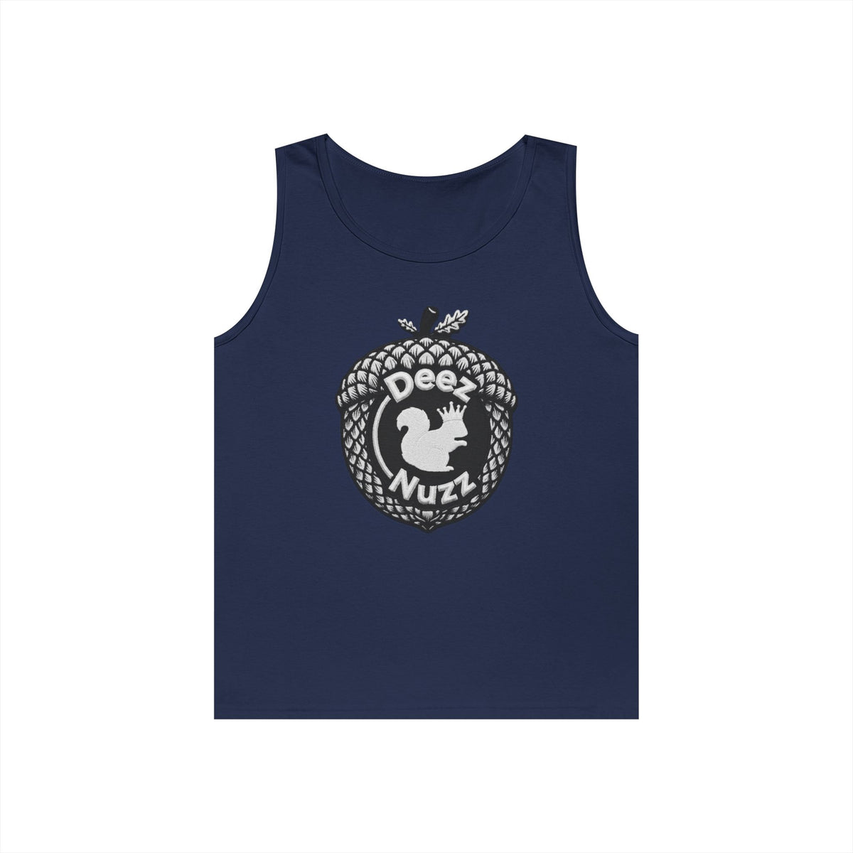 ‘Deez Nuzz’  Vintage White/Black Crest Funny Graphic Tank Top
