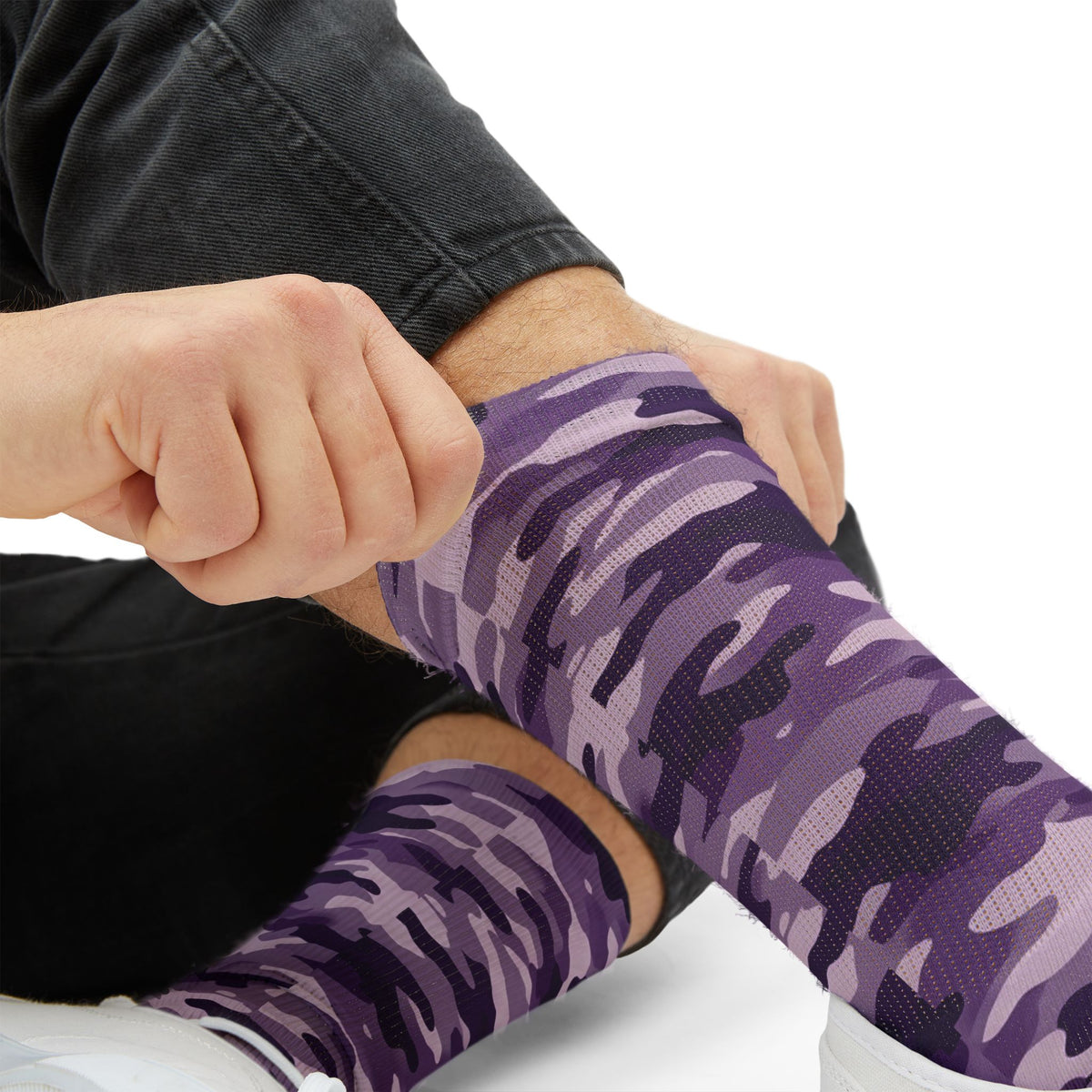 Electric Plum and Lavender Mist Camouflage Crew Socks by |Royal Violet Camo Crew by Camotoez Royal Violet Camo Crew | | Blend In But Stand Out Edition | More Mercy For Your Soles