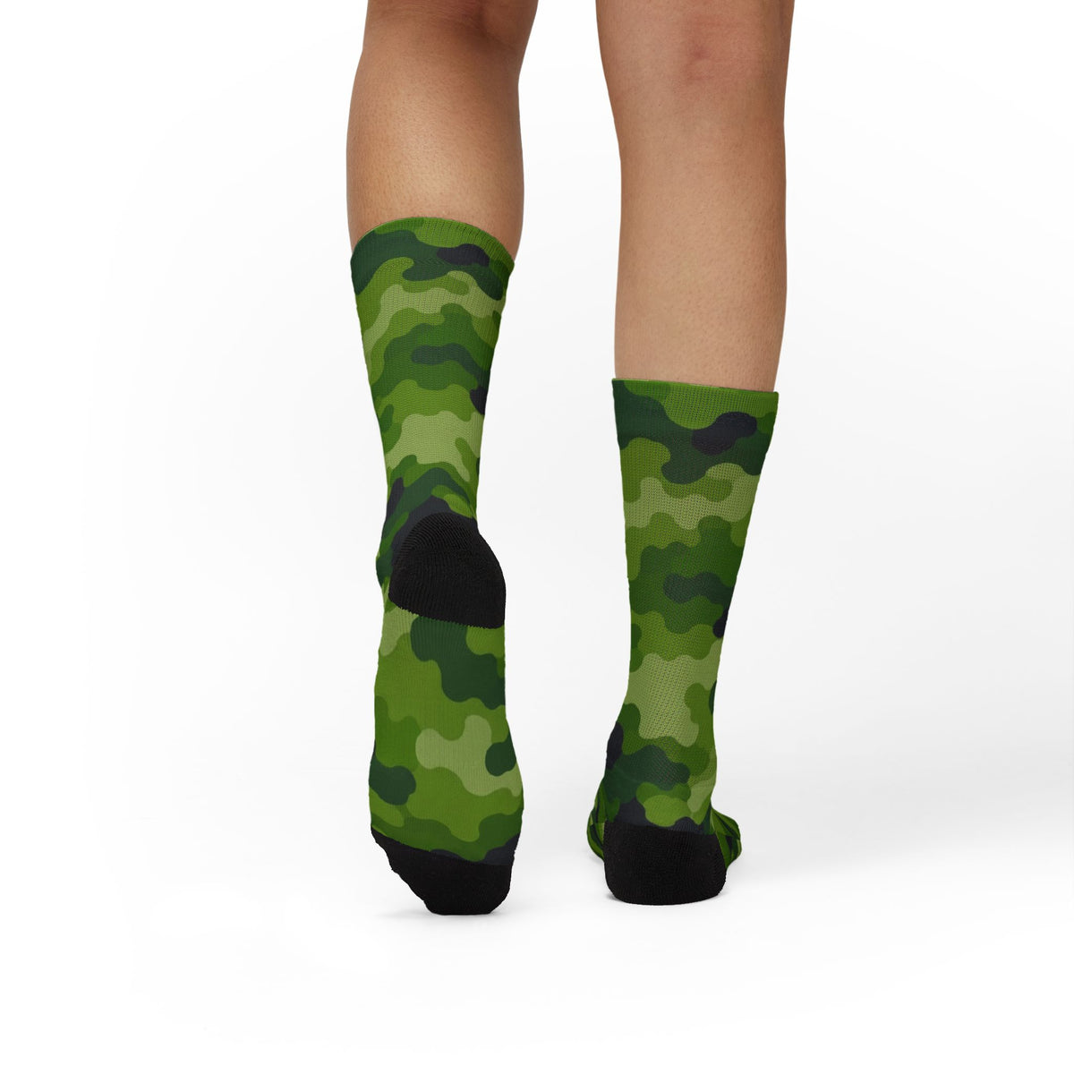 Granny Smith Green and Lime Crew Socks  by Camotoez Tranquil Tread Camouflage Freedom Socks