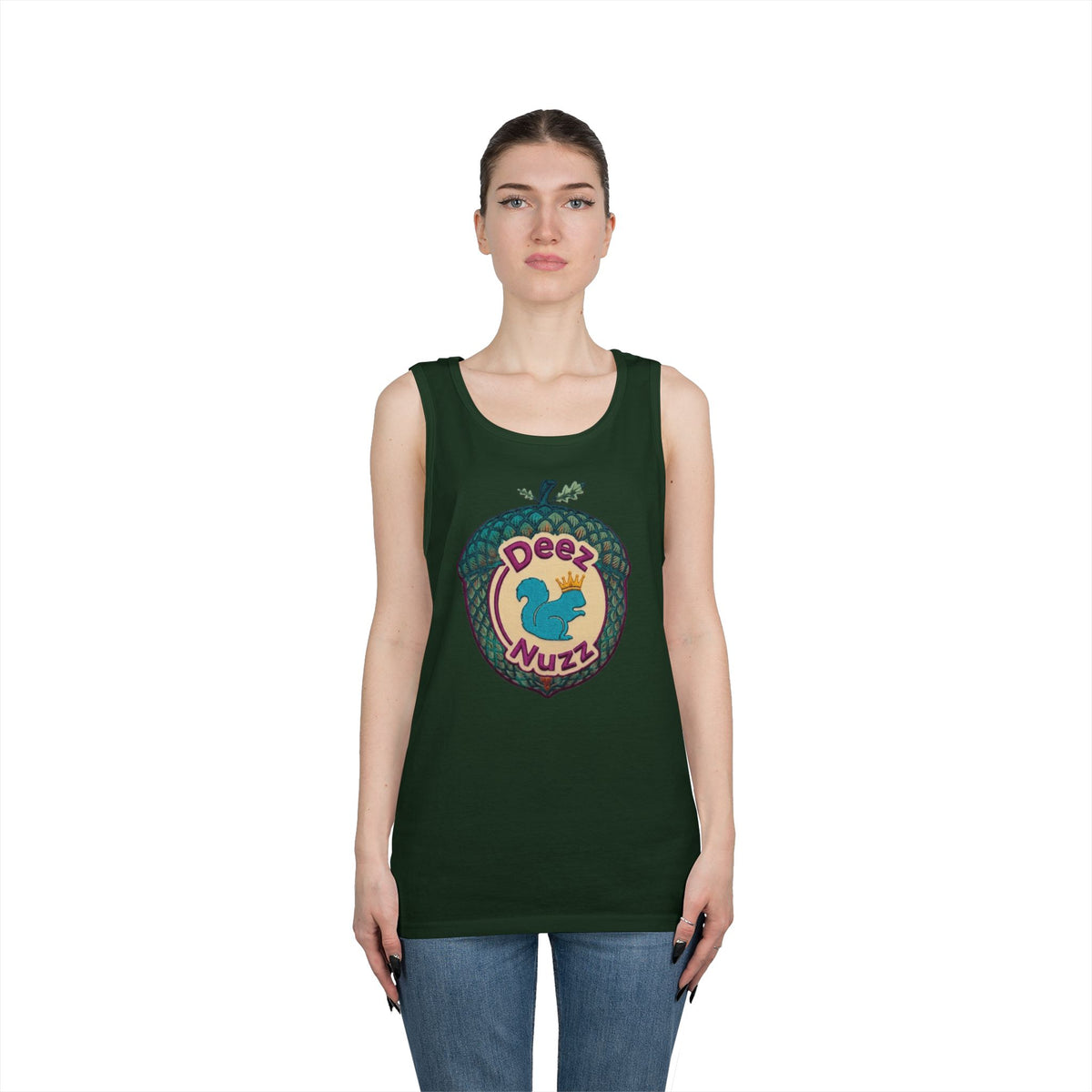'Deez Nuzz' Purple Acorn Funny Squirrel Graphic Tank Top