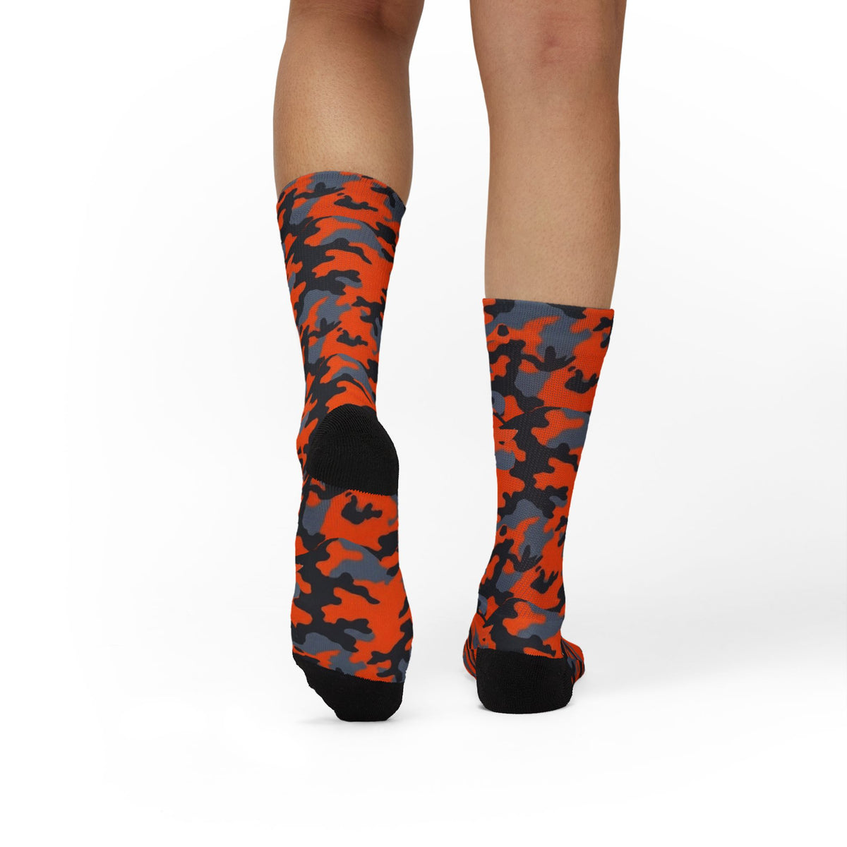 Pewter Orange and Black  Hi Seas l Camouflage Crew Socksby Camotoez