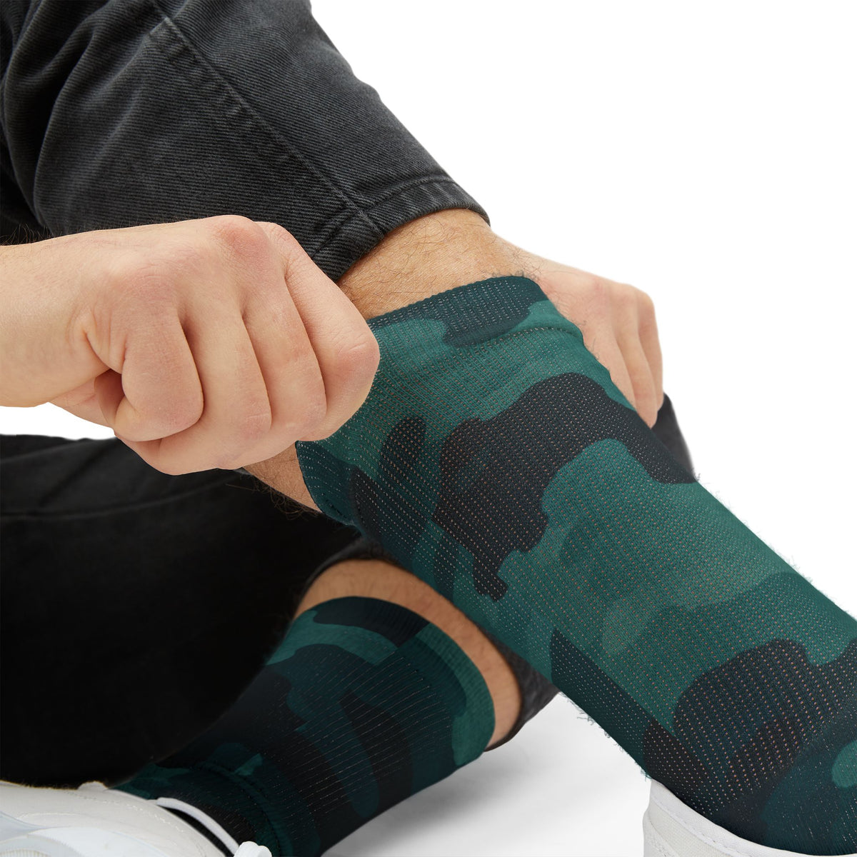 Blue Flare and Transformative Teal Crew Socks by Camotoez The Midnight PerimeterCrew