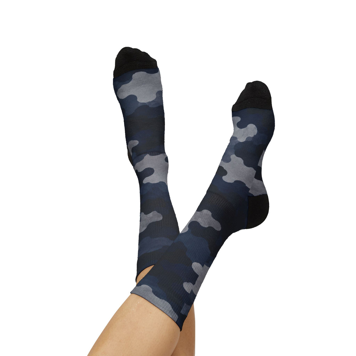 Colbalt, Icy Bue and Onyx Crew Socks by Camotoez The Deep Sea Stealth Crew