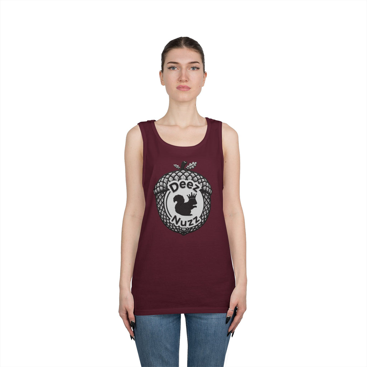 ‘Deez Nuzz’  Vintage Black/Grey Crest Funny Graphic Tank Top
