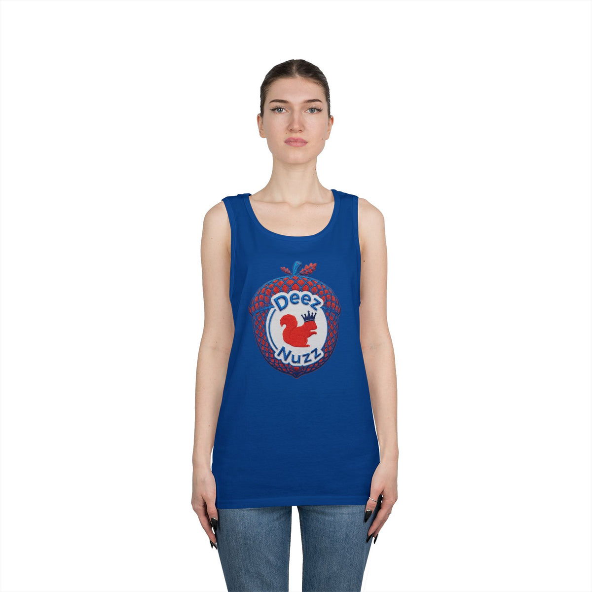 ‘Deez Nuzz’  Red,White, Blue Crest Funny Graphic Tank Top