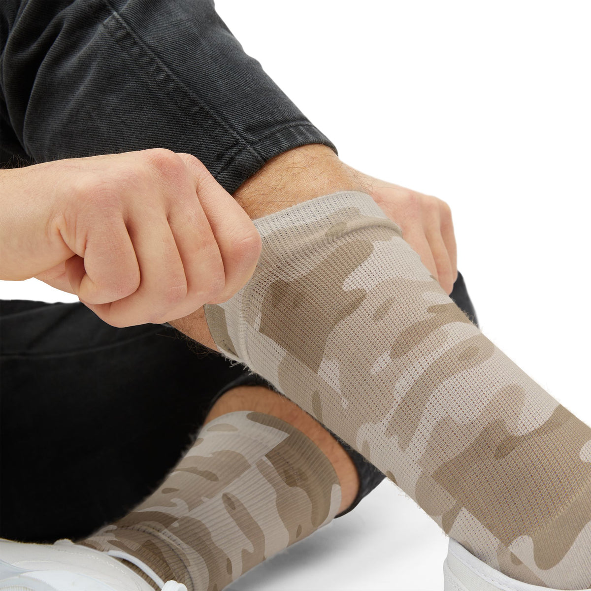 Natural Linen and Cloud Dance Crew Socks by Camotoez Neutral Blend Battle Dress