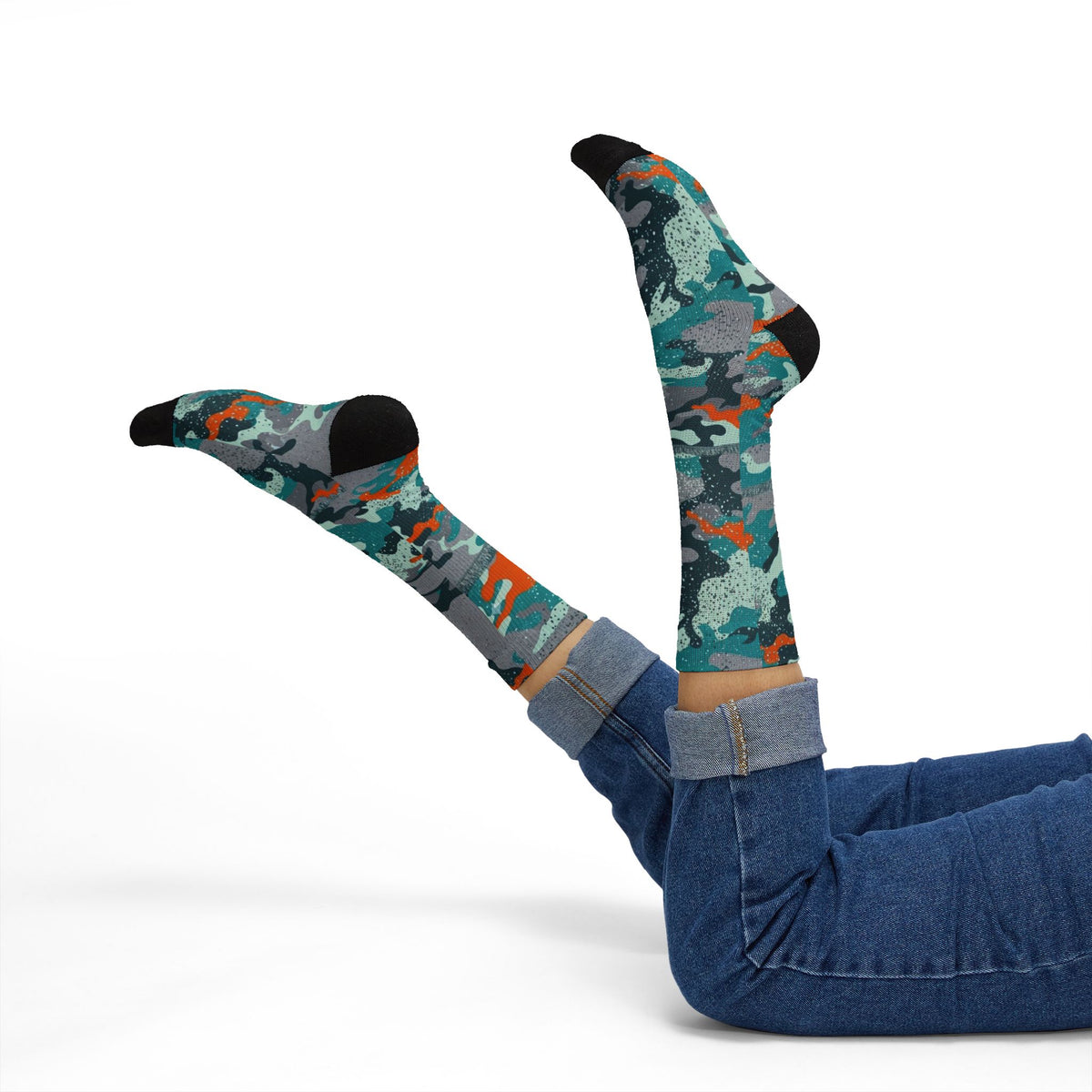 Miami Vibe Dolphin Aura Crew Socks Carib Drip by Camotoez