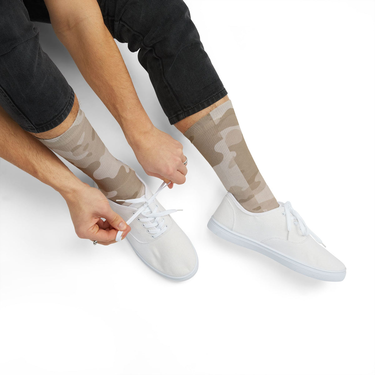Natural Linen and Cloud Dance Crew Socks by Camotoez Neutral Blend Battle Dress