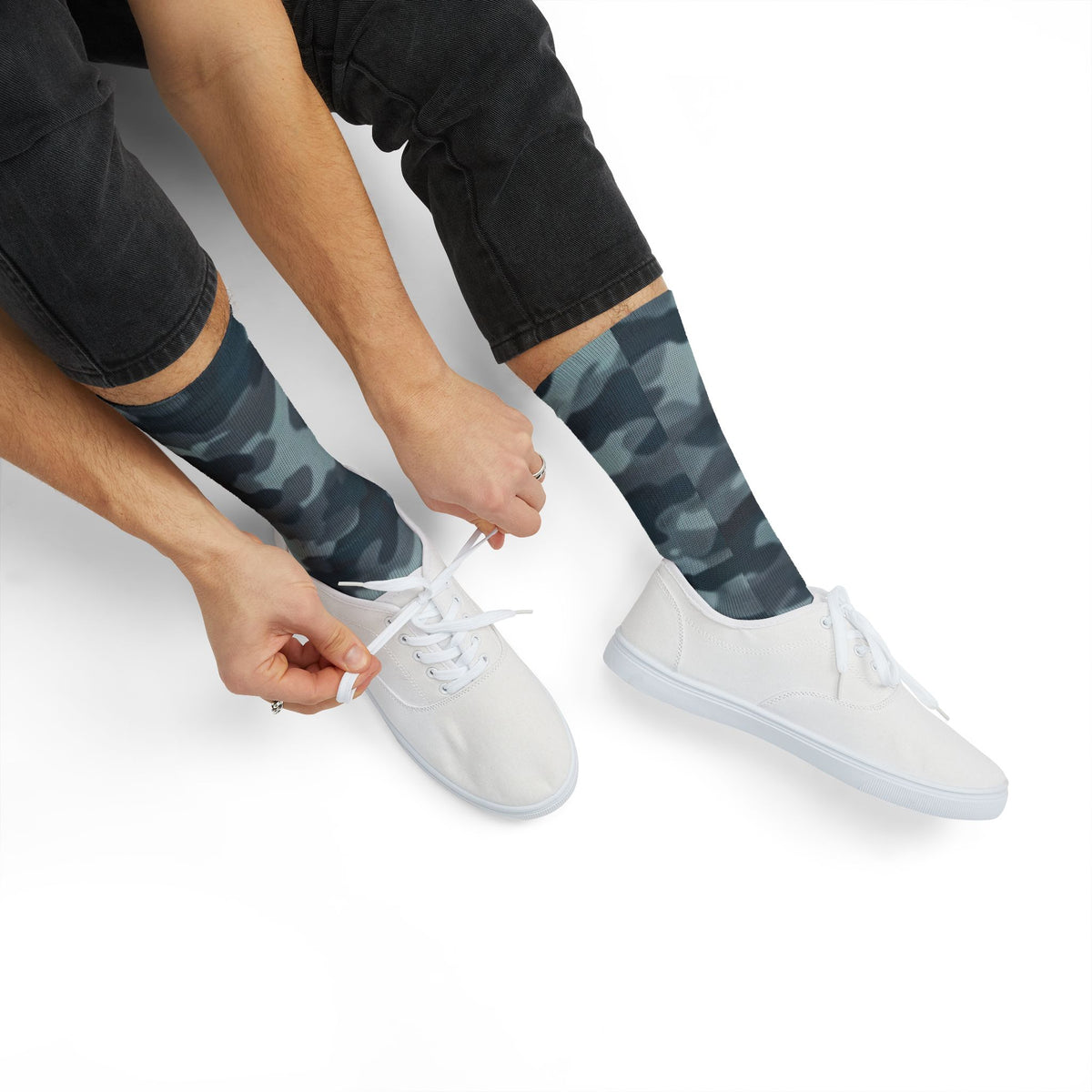Shadowy Slate and Digital Navy Blue  Crew Socks by Camotoez The Blue Monster Protocol