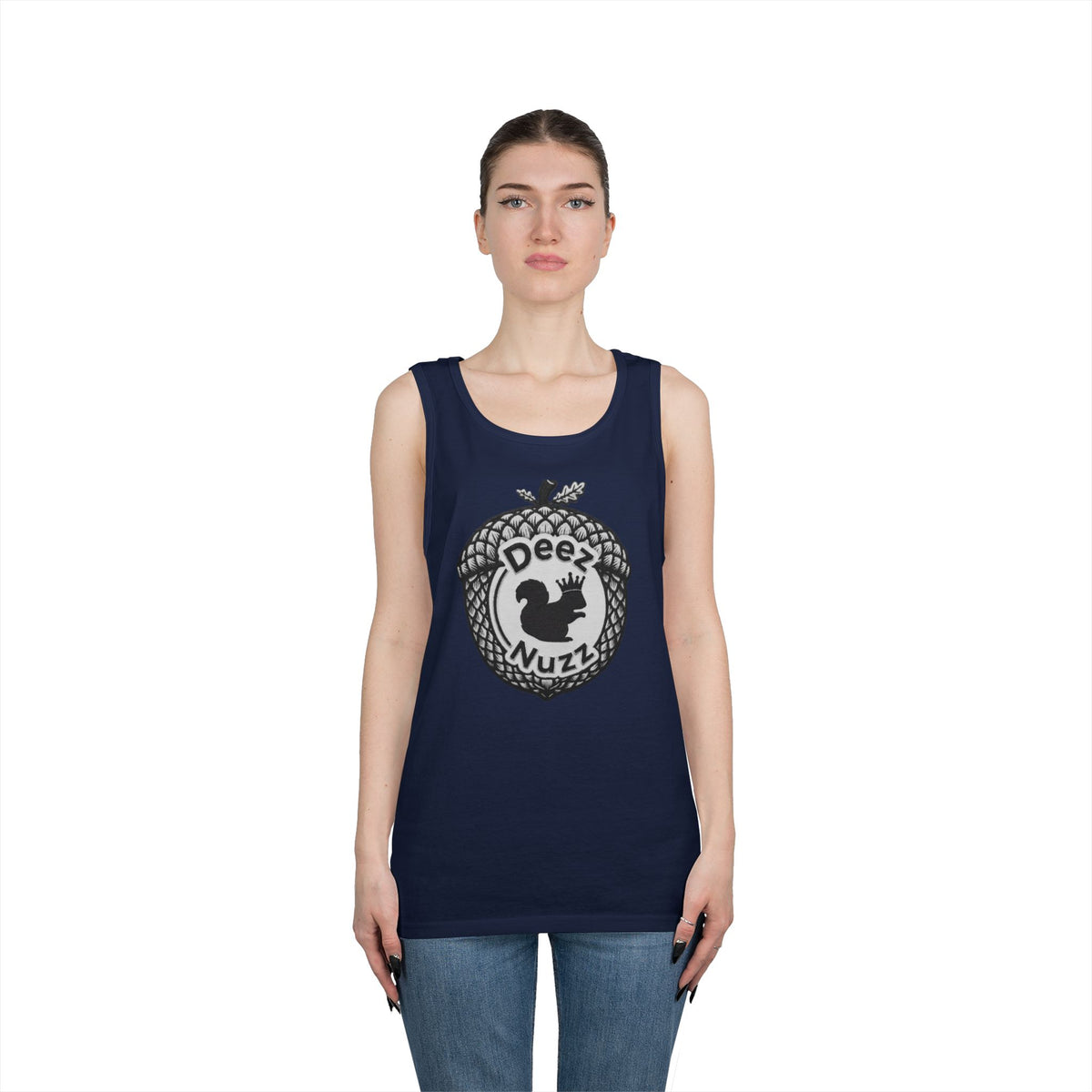 ‘Deez Nuzz’  Vintage Black/Grey Crest Funny Graphic Tank Top