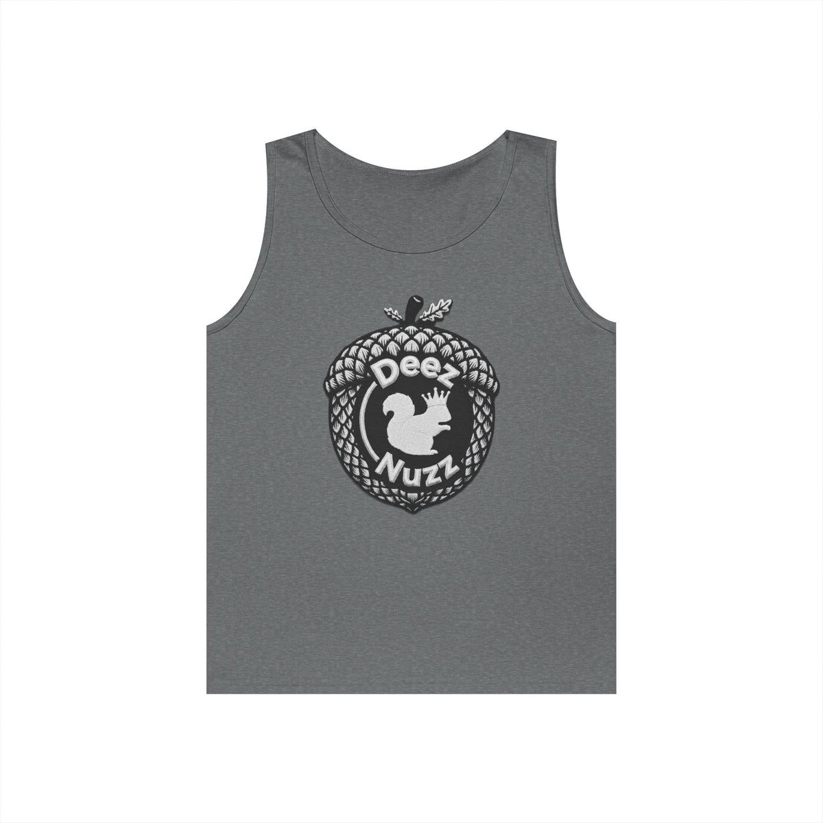 ‘Deez Nuzz’  Vintage White/Black Crest Funny Graphic Tank Top