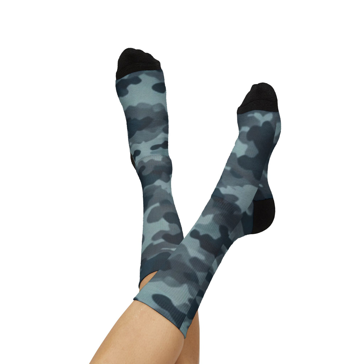 Shadowy Slate and Digital Navy Blue  Crew Socks by Camotoez The Blue Monster Protocol