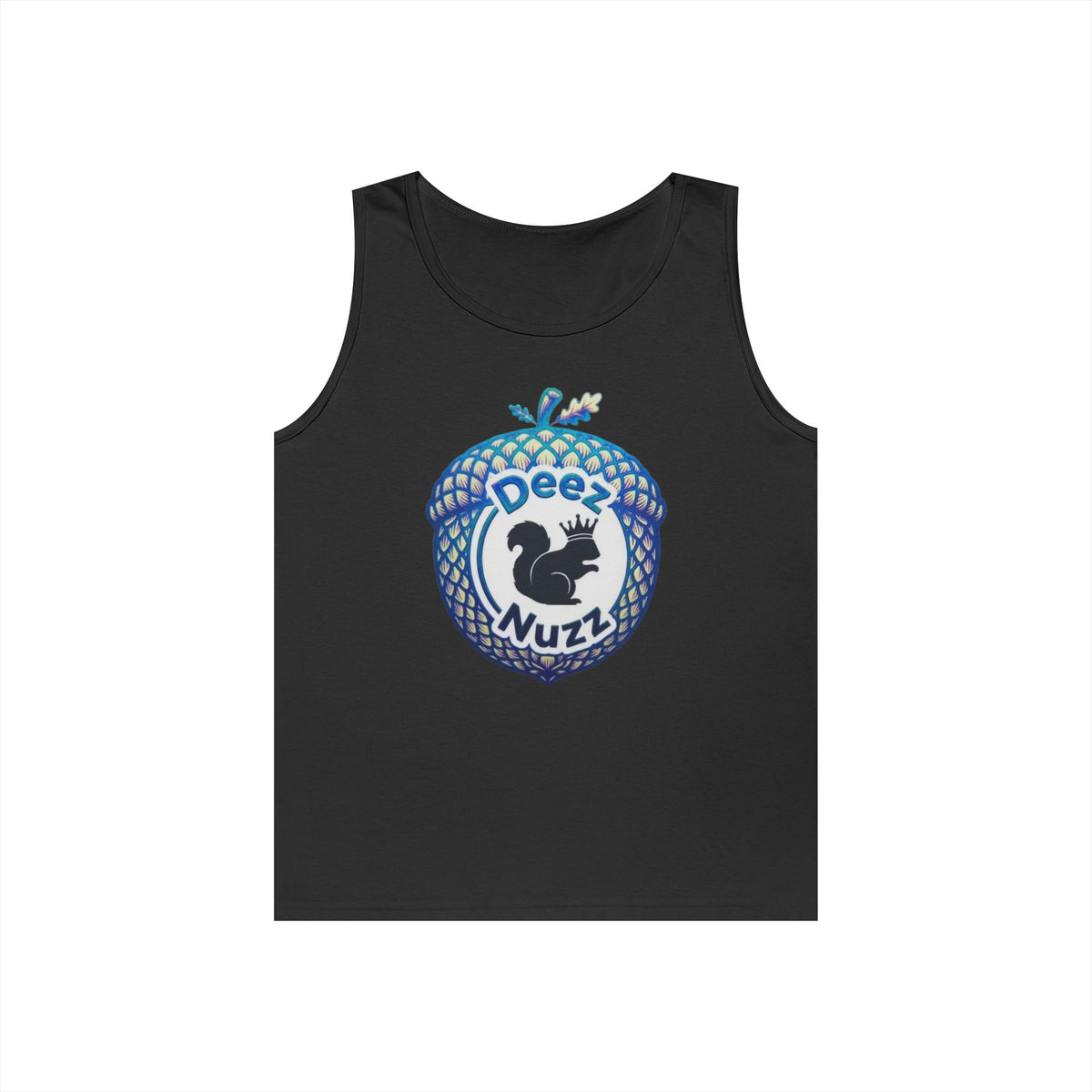 'Deez Nuzz' Black/Blue Acorn Funny Squirrel Graphic Tank Top