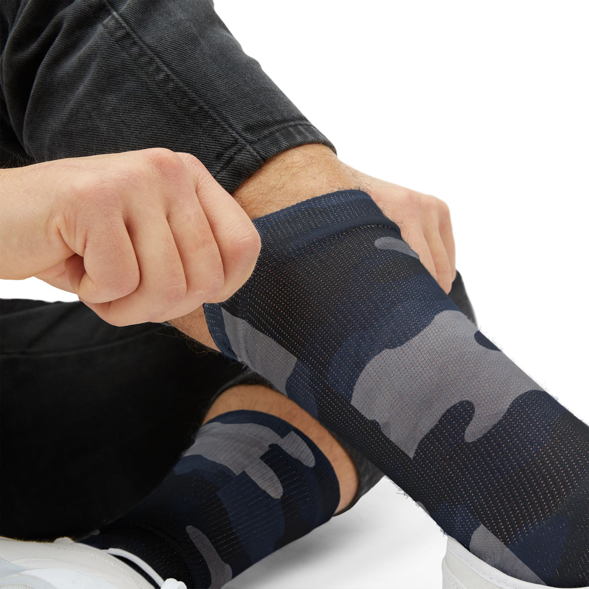 Colbalt, Icy Bue and Onyx Crew Socks by Camotoez The Deep Sea Stealth Crew
