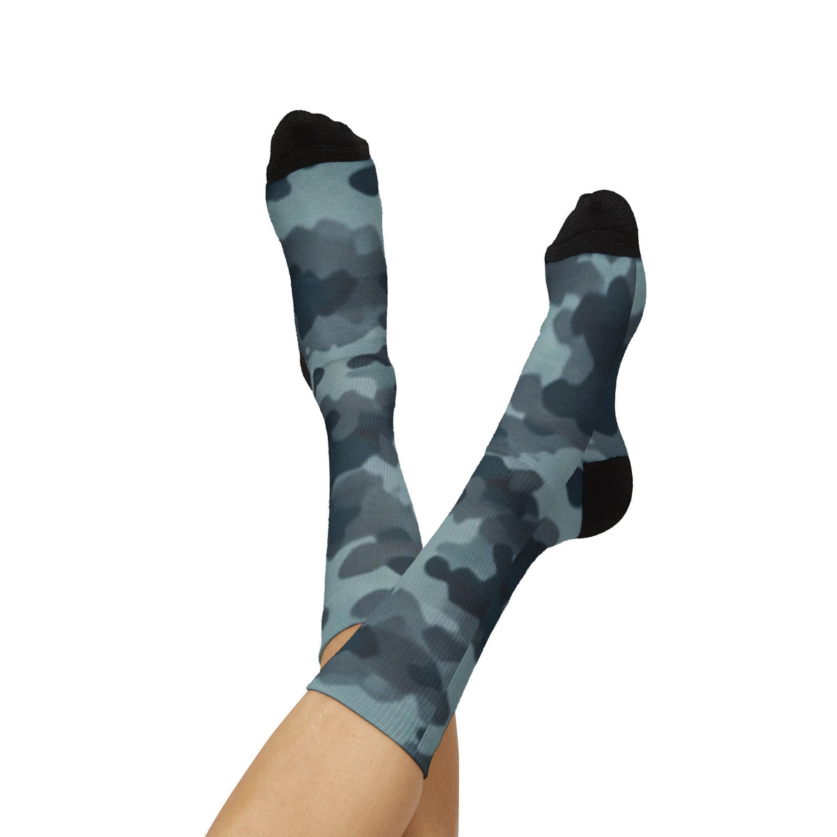 Shadowy Slate and Digital Navy Blue  Crew Socks by Camotoez The Blue Monster Protocol