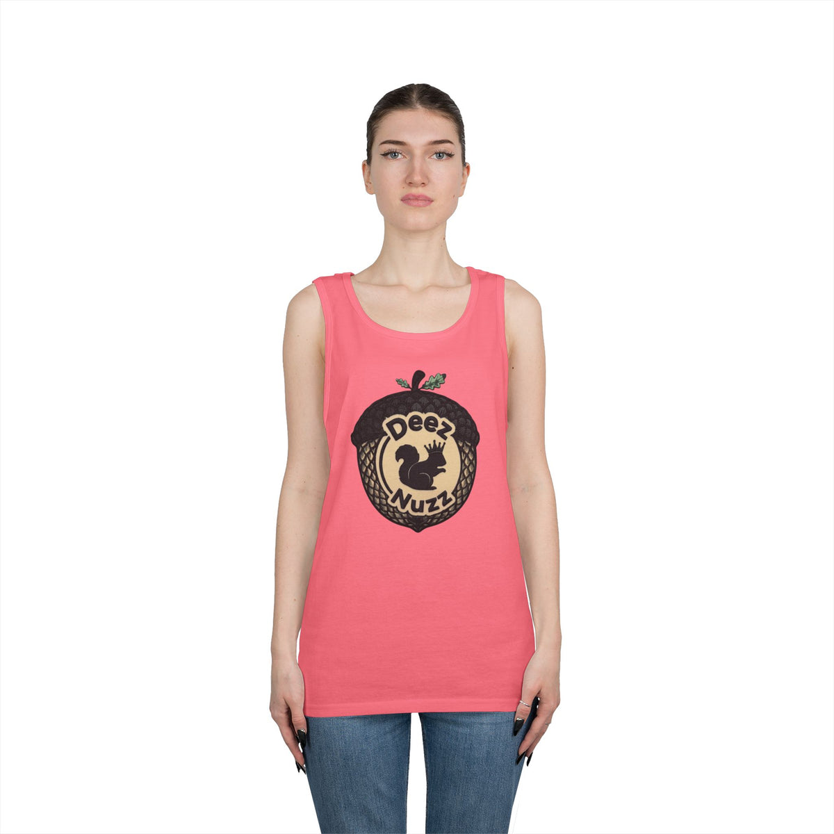 ‘Deez Nuzz’  Vintage Black/Tan Crest Funny Graphic Tank Top